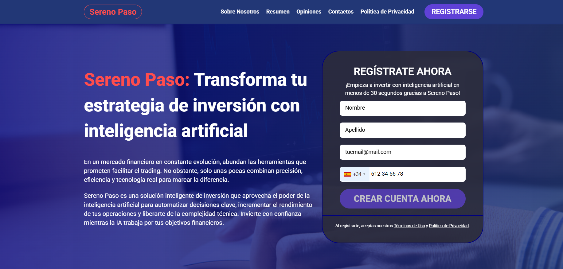 Sereno Paso plataforma de trading automatizado